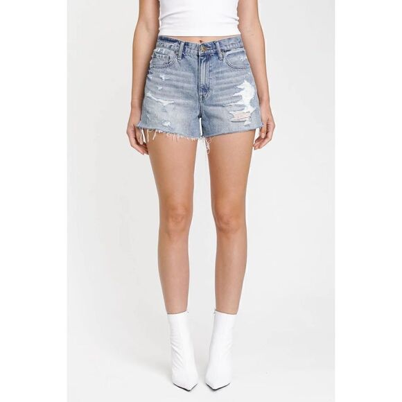 Pistola Nova Relaxed High Rise Cut Off Sante Fey Frayed Size 27 Denim Shorts - Picture 2 of 16